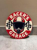 Mancave Bar Café Wanddecoratie metalen bordje Racer’s Garage, Ophalen of Verzenden, Zo goed als nieuw, Reclamebord
