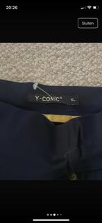 Y-Conic travelstof broek mt xl blauw/goud teab, Kleding | Dames, Ophalen of Verzenden, Nieuw, Maat 46/48 (XL) of groter, Blauw