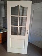 2x hardhouten binnendeur met glas, linksdraaiend, Doe-het-zelf en Verbouw, Deuren en Horren, Ophalen, Gebruikt, 80 tot 100 cm
