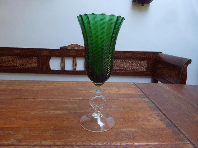 Vintage optisch geblazen kelk, Murano Italie 33 cm., Antiek en Kunst, Antiek | Glas en Kristal, Ophalen of Verzenden
