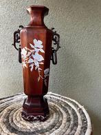 Chinese ingelegde houten mantel vaas chinees aziatisch 28 cm, Antiek en Kunst, Antiek | Vazen, Ophalen of Verzenden