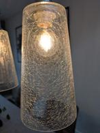 4 craquelé hanglampen (plus 1 reserve), Huis en Inrichting, Lampen | Hanglampen, Ophalen, Zo goed als nieuw, Glas, Minder dan 50 cm
