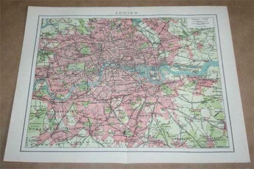 Originele oude kaart van Londen circa 1900 !!, Boeken, Atlassen en Landkaarten, Gelezen, Ophalen of Verzenden