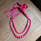 Roze ketting merk Joules uit Engeland met linten, Ophalen of Verzenden, Nieuw, Roze, Kunststof