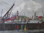 Gravure zicht op Hellevoetsluis met havenkraan, Bendorp 1793, Antiek en Kunst, Kunst | Etsen en Gravures, Verzenden
