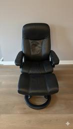 Zwarte lederen relaxstoel stressless, Ophalen, Gebruikt, Leer, 75 tot 100 cm