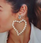 Grote Statement Parel Hart Oorbellen, Overige materialen, Verzenden, Nieuw, Knopjes of Stekers