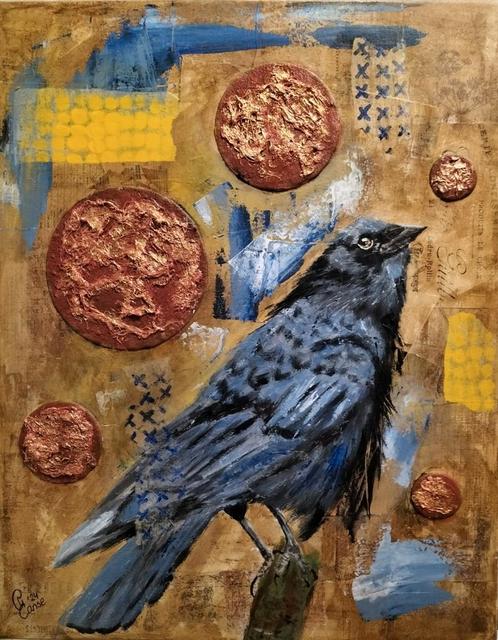 Schilderij Kraai, Antiek en Kunst, Kunst | Schilderijen | Modern, Ophalen of Verzenden