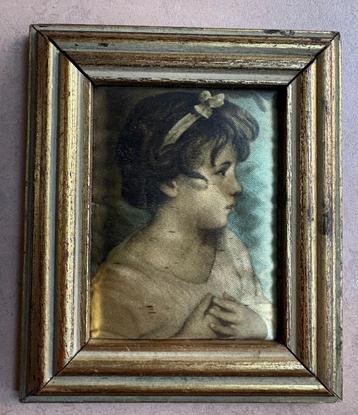 Mooi schilderijtje, Joshua Reynolds, hout en zijde (kopie) beschikbaar voor biedingen