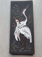 Vintage Keramische Wandtegel met Reigers, Antiek en Kunst, Antiek | Wandborden en Tegels, Ophalen of Verzenden