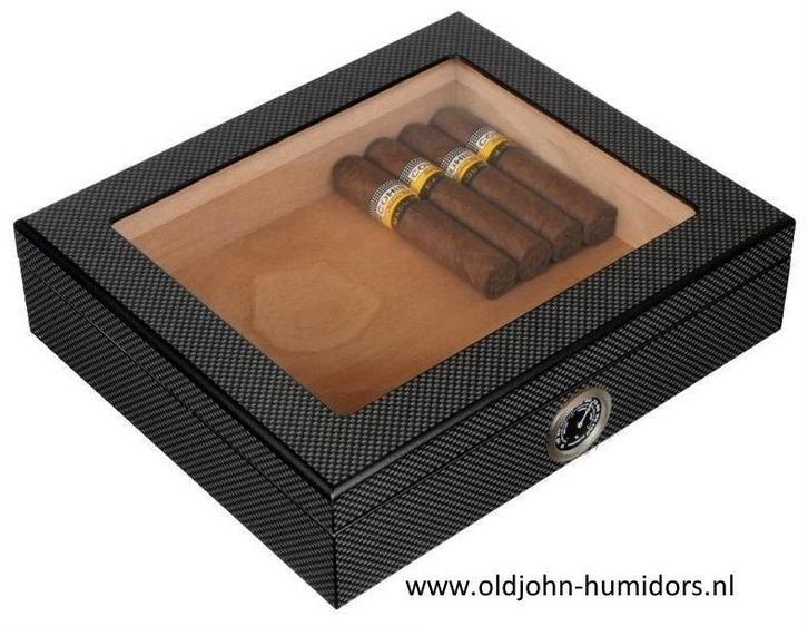 HUMIDOR – ANGELO – PREMIUM CARBON EDITION – 30 SIGAREN  h26, Verzamelen, Rookartikelen, Aanstekers en Luciferdoosjes, Nieuw, Tabaksdoos of Verpakking