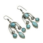 Larimar oorbellen,925 zilver, Sieraden, Tassen en Uiterlijk, Hangers, Nieuw, Met edelsteen, Zilver
