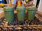 Donkergroen emaille koffie thee suiker blikken, Antiek en Kunst, Antiek | Emaille, Ophalen of Verzenden