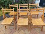 6 vintage klapstoelen, Huis en Inrichting, Stoelen, Ophalen, Gebruikt, Bruin