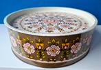 Vintage ronde blik koektrommel/bloemen, Verzamelen, Ophalen of Verzenden, Gebruikt, Koek(jes)