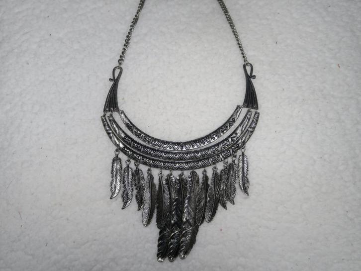 Superstar ketting&hanger, zilverkleurige metalen vogelveren, Sieraden, Tassen en Uiterlijk, Kettingen, Zo goed als nieuw, Zilver