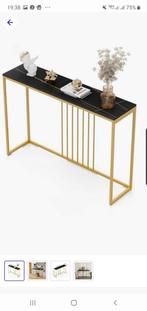 Haltafel zwart/goud met marmer blad, Huis en Inrichting, Ophalen, Zo goed als nieuw, 25 tot 50 cm, Rond