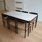 Vintage wengé eetkamer set hout papercord, Ophalen, Gebruikt, 4 tot 6 stoelen, Onbekend