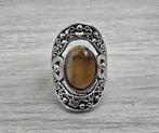 Vintage style ring met tijgeroog, Bruin, Nieuw, 17 tot 18, Met edelsteen