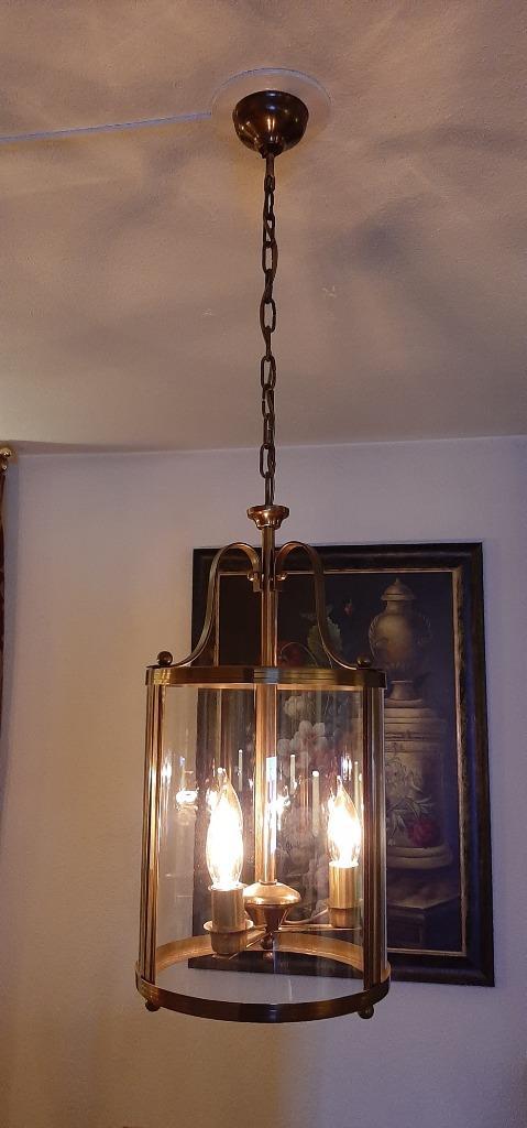 Hanglamp, Huis en Inrichting, Lampen | Hanglampen, Zo goed als nieuw, Minder dan 50 cm, Glas, Metaal, Ophalen of Verzenden