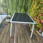 Aluminium tuintafel met glazen blad, Gebruikt, Rechthoekig, Ophalen of Verzenden, Aluminium