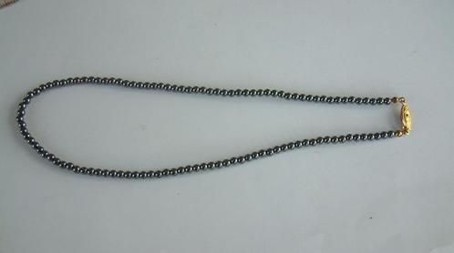 mooi snoer ketting van echt hematiet, Sieraden, Tassen en Uiterlijk, Kettingen, Zo goed als nieuw, Steen of Mineraal, Zwart, Ophalen of Verzenden