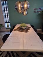 Loods 5 sloophout eettafel – mozaïek wit – handgemaakt, Gebruikt, 200 cm of meer, Rechthoekig, 50 tot 100 cm