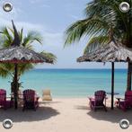 Tuinverruimer-Tuinposter Strand met Parasols 100x100 cm bxh, Tuin en Terras, Tuinwanddecoratie, Verzenden, Nieuw, Good Smiling