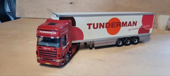 Corgi Scania 124L Tunderman Aalsmeer, Hobby en Vrije tijd, Modelauto's | 1:50, Gebruikt, Bus of Vrachtwagen, Corgi, Ophalen of Verzenden