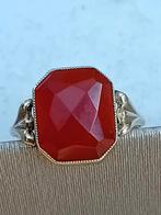 Vintage gouden ring met grote roosgeslepen carneool, Sieraden, Tassen en Uiterlijk, Antieke sieraden, Ophalen of Verzenden, Goud