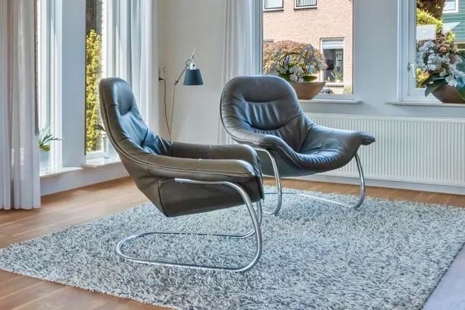 2x Gerard van den Berg Label Fauteuils unieke kans!, Huis en Inrichting, Fauteuils, Gebruikt, Leer, Metaal, 75 tot 100 cm, 75 tot 100 cm