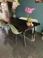 Zwart teakhouten eettafel van Moos 220x100, Huis en Inrichting, Tafels | Eettafels, Ophalen, Gebruikt, Teakhout, 200 cm of meer