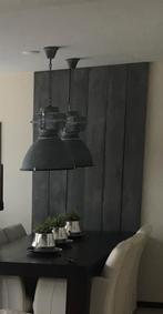 2x Industriële Betonlook Hanglampen, Ophalen, 50 tot 75 cm, Zo goed als nieuw, Metaal