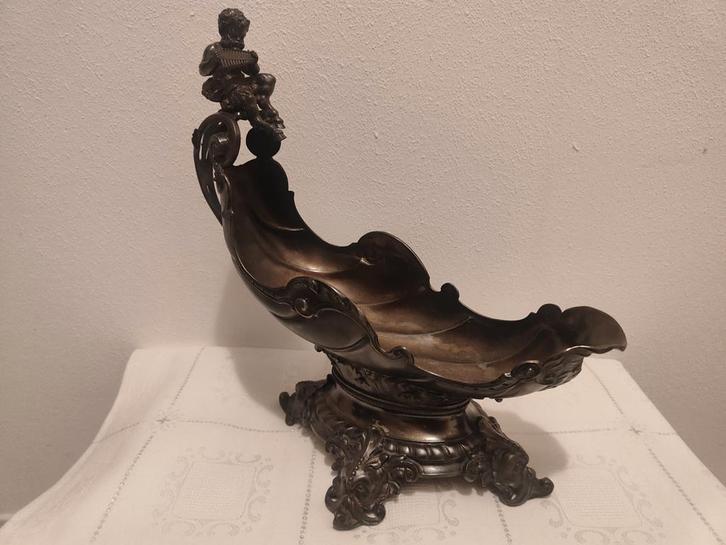 Russische schaal met jongen en panfluit ca. 1900, Verzamelen, Beelden en Beeldjes, Gebruikt, Mens, Ophalen of Verzenden