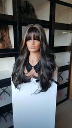 Pruik met Pony/Lok: Donker bruin (zwart) Plukjes, slag, Sieraden, Tassen en Uiterlijk, Uiterlijk | Haarverzorging, Ophalen of Verzenden