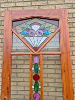 210hx82,8br Mooie binnendeur met glas in lood, Antiek en Kunst, Ophalen