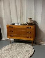 Vintage Zweedse teakhouten ladekast, Ophalen, 50 tot 100 cm, Zo goed als nieuw, 3 of 4 laden
