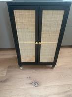 Houten kastje met rotan deuren - zwart, Ophalen, Zo goed als nieuw