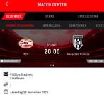 2 kaarten voor de wedstrijd PSV tegen Heracles Almelo., Twee personen