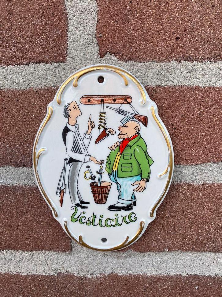 Bordje Vestiaire Garderobe in het Frans, Antiek en Kunst, Antiek | Wandborden en Tegels, Ophalen of Verzenden