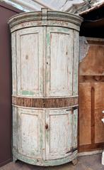 Hoekkast, Frankrijk, patine, lades, deuren, oud-wit/groen, Ophalen, Gebruikt, 200 cm of meer, 50 tot 100 cm