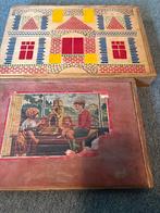 Vintage Houten Bouwblokken in Doos . Blokkendoos jaren 50, Kinderen en Baby's, Ophalen of Verzenden, Gebruikt, Overige merken