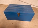 Blauwe houten vintage dekenkist  of hutkoffer, Ophalen, Gebruikt, Minder dan 50 cm, Minder dan 50 cm