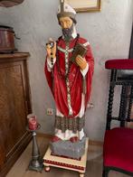 Groot heiligenbeeld in gips 125cm heilige Eligius, Antiek en Kunst, Antiek | Religie, Ophalen of Verzenden