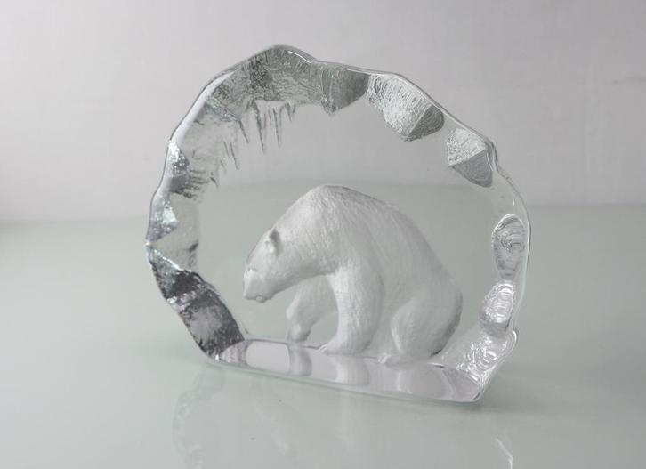 Glazen sculptuur ijsbeer Mats Jonasson, Antiek en Kunst, Antiek | Glas en Kristal, Ophalen of Verzenden