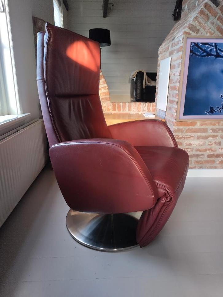 Relaxfauteuil leer, Huis en Inrichting, Fauteuils, Gebruikt, Leer, 50 tot 75 cm, Minder dan 75 cm, Ophalen