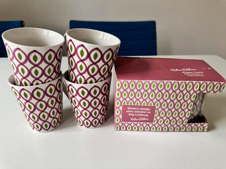 6 Stig Lindberg retro edition mokken Gustavsberg, Huis en Inrichting, Keuken | Servies, Zo goed als nieuw, Kop(pen) en/of Schotel(s)