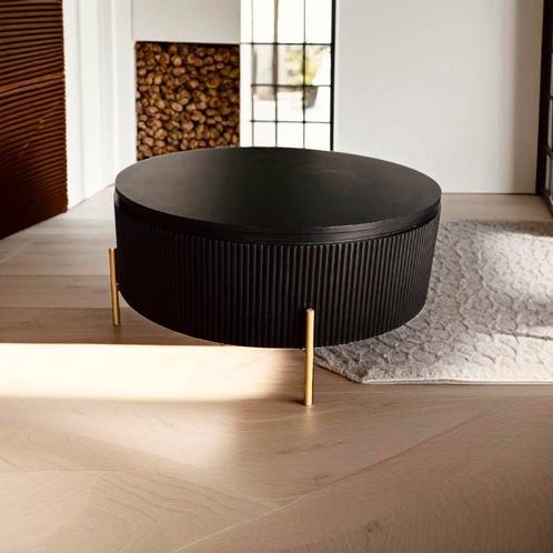 Ronde zwarte salontafel, Huis en Inrichting, Tafels | Salontafels, Zo goed als nieuw, Minder dan 50 cm, 50 tot 100 cm, Rond, Ophalen