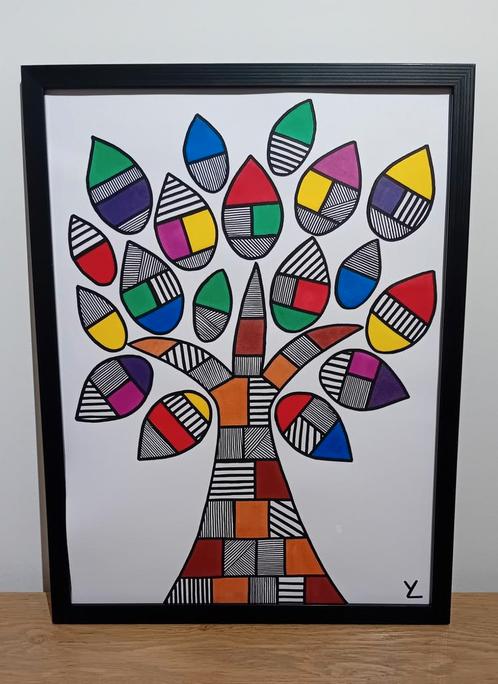 Bijzondere Bonte Boom. Special Art. Unicum., Antiek en Kunst, Kunst | Schilderijen | Modern, Ophalen of Verzenden