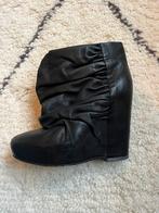 Ruched wedge boots hakken van Maison Margiela zwart leer, Ophalen, Zo goed als nieuw, Zwart